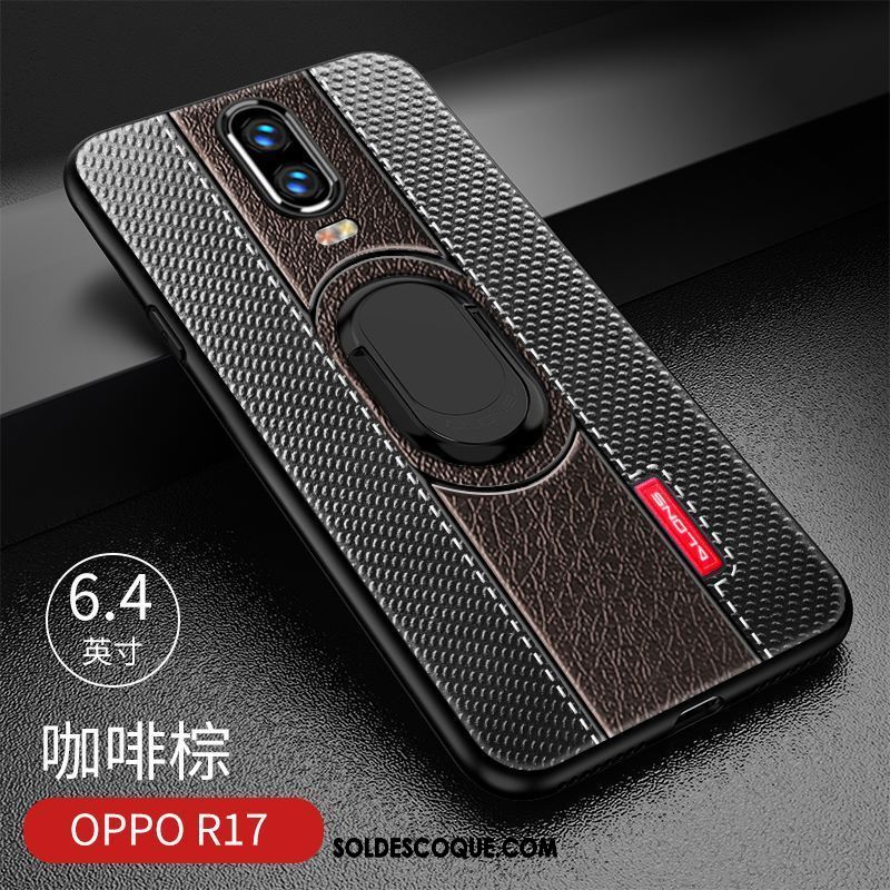 Coque Oppo R17 Incassable Bleu Support Délavé En Daim Modèle Fleurie Pas Cher