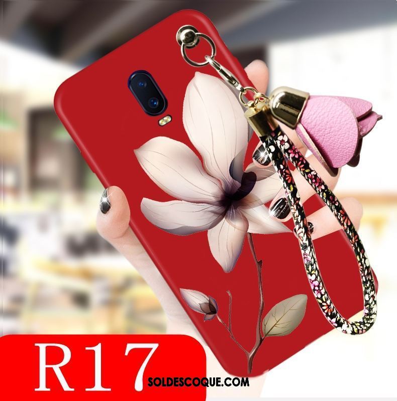 Coque Oppo R17 Noir Tendance Net Rouge Incassable Délavé En Daim En Ligne