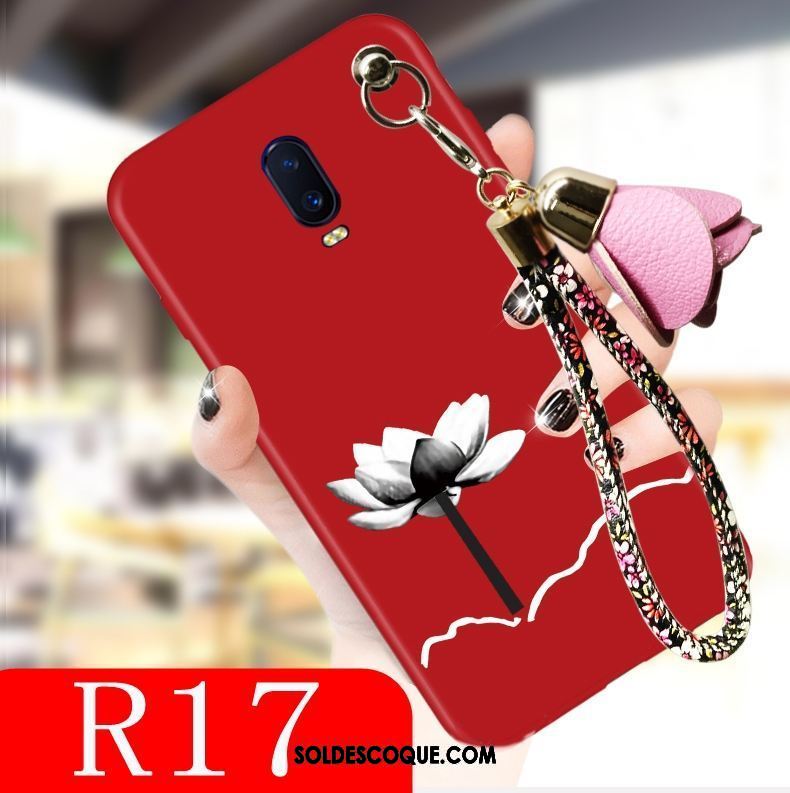 Coque Oppo R17 Noir Tendance Net Rouge Incassable Délavé En Daim En Ligne