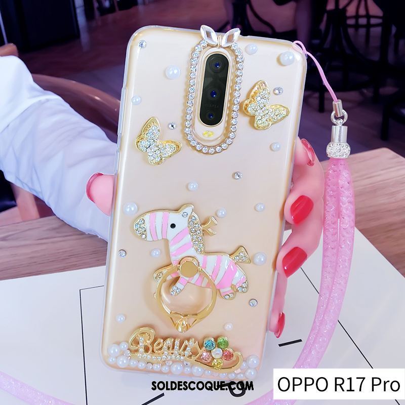 Coque Oppo R17 Pro Anneau Tout Compris Protection Incruster Strass Étui Pas Cher