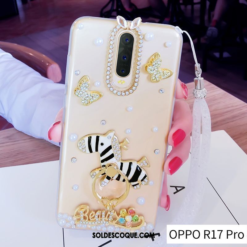 Coque Oppo R17 Pro Anneau Tout Compris Protection Incruster Strass Étui Pas Cher