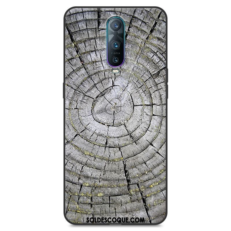 Coque Oppo R17 Pro Fluide Doux Peinture Noir Grain De Bois Marque De Tendance Housse En Vente