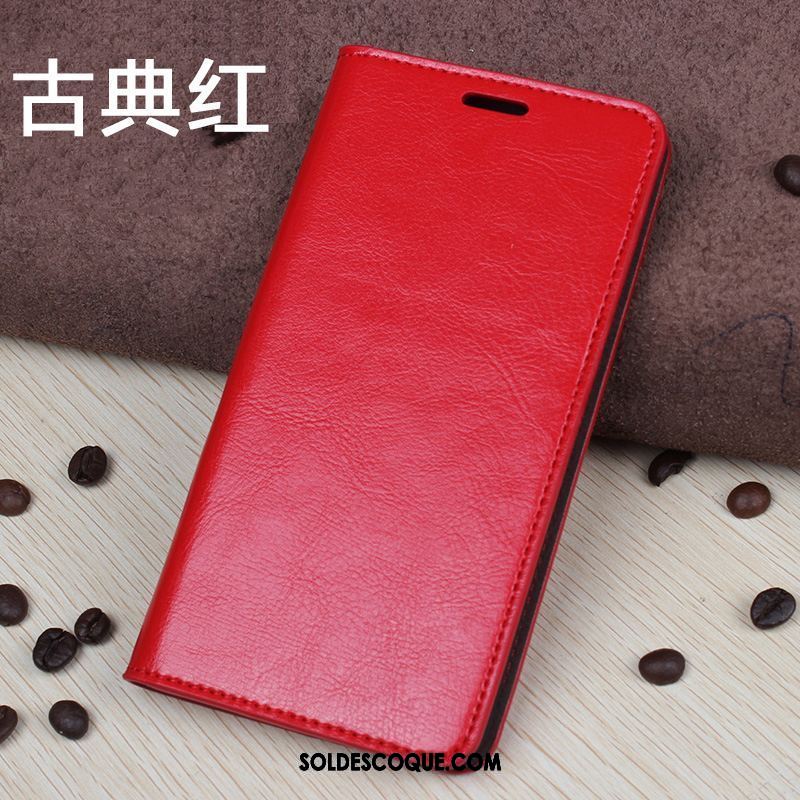 Coque Oppo R17 Pro Incassable Carte Cuir Véritable Rouge Protection Pas Cher