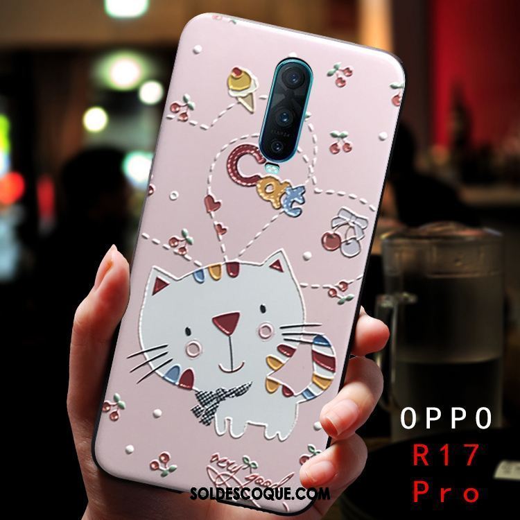 Coque Oppo R17 Pro Incassable Délavé En Daim Étui Dimensionnel Personnalité Housse Pas Cher