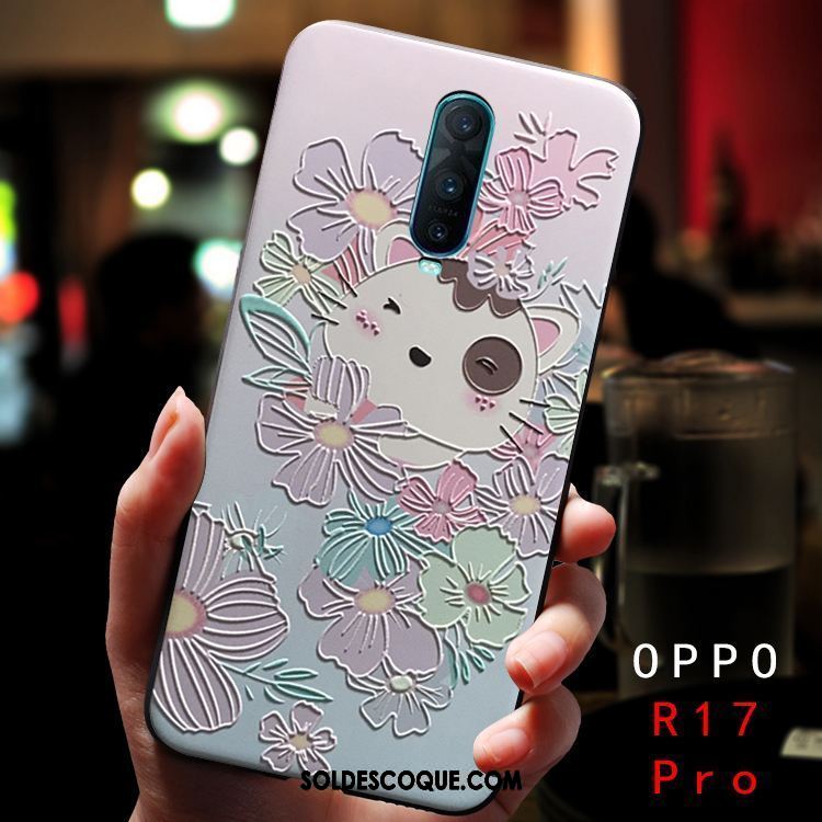 Coque Oppo R17 Pro Incassable Délavé En Daim Étui Dimensionnel Personnalité Housse Pas Cher