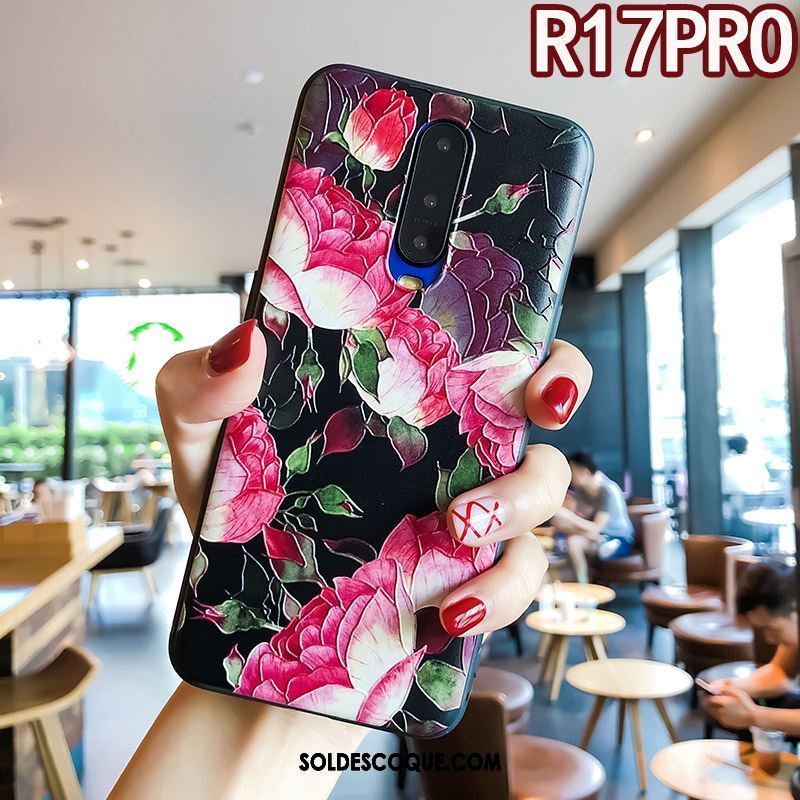 Coque Oppo R17 Pro Incassable Gaufrage Ornements Suspendus Personnalité Noir Soldes