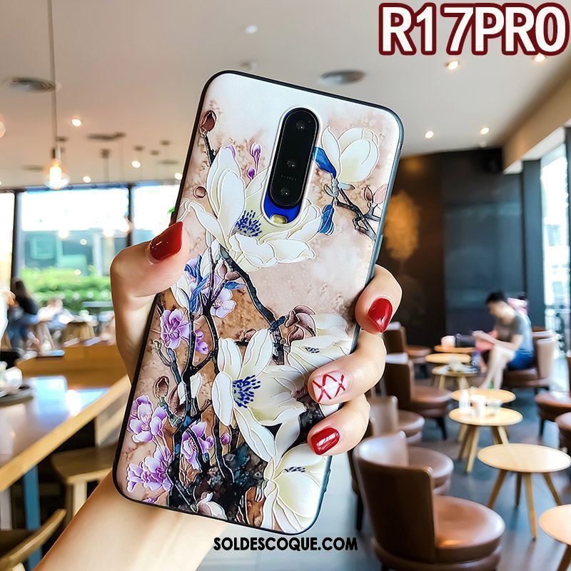 Coque Oppo R17 Pro Incassable Gaufrage Ornements Suspendus Personnalité Noir Soldes