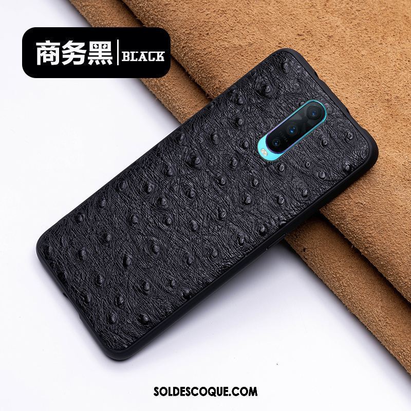 Coque Oppo R17 Pro Qualité Noir Rouge Étui Cuir Pas Cher