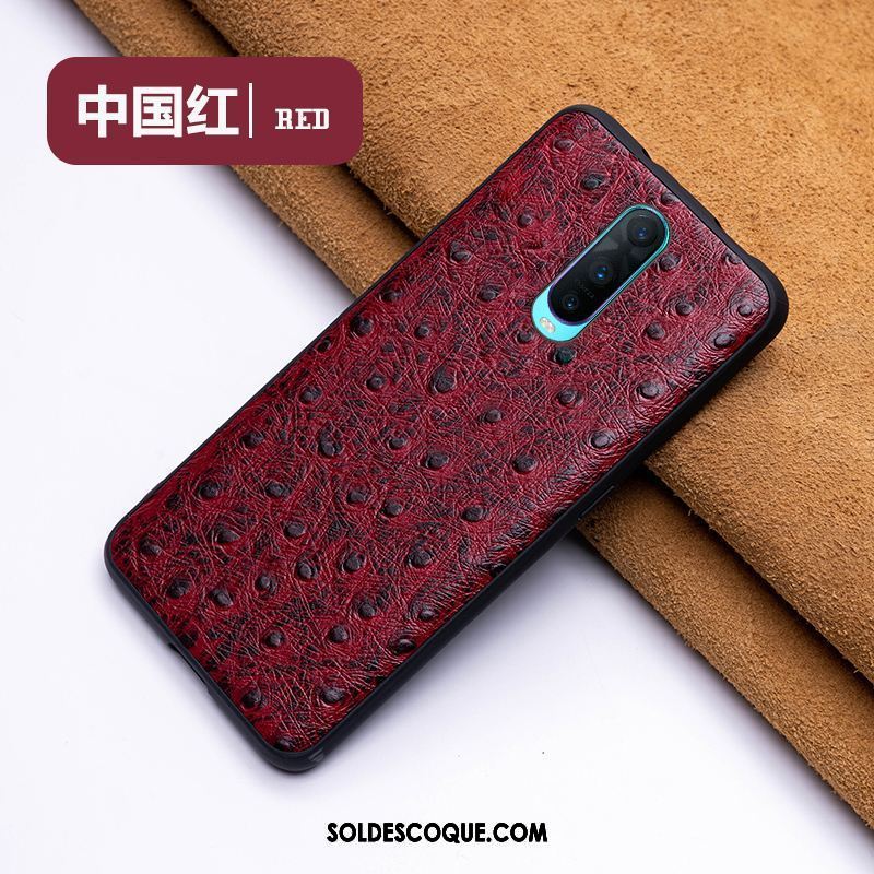 Coque Oppo R17 Pro Qualité Noir Rouge Étui Cuir Pas Cher