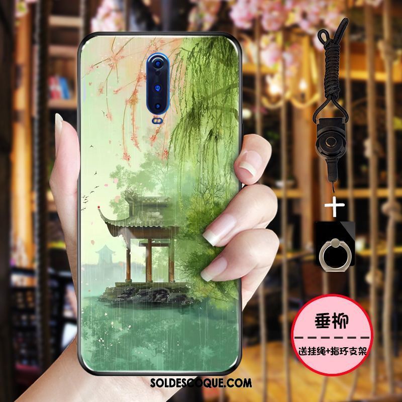 Coque Oppo R17 Pro Style Chinois Bleu Fluide Doux Grue Rose France