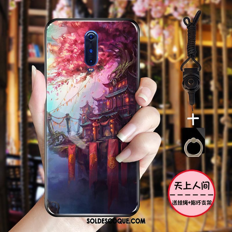 Coque Oppo R17 Pro Style Chinois Bleu Fluide Doux Grue Rose France