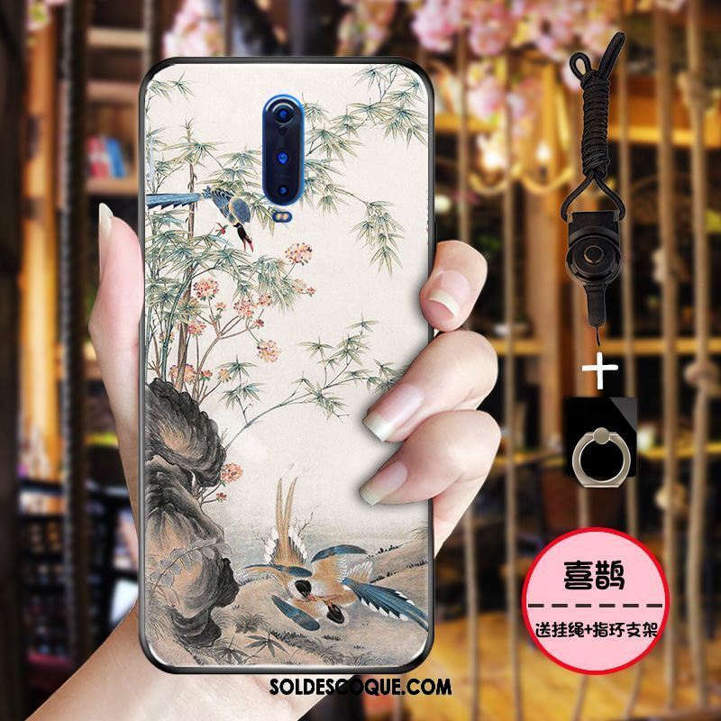 Coque Oppo R17 Pro Style Chinois Bleu Fluide Doux Grue Rose France