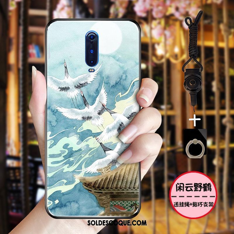 Coque Oppo R17 Pro Style Chinois Bleu Fluide Doux Grue Rose France