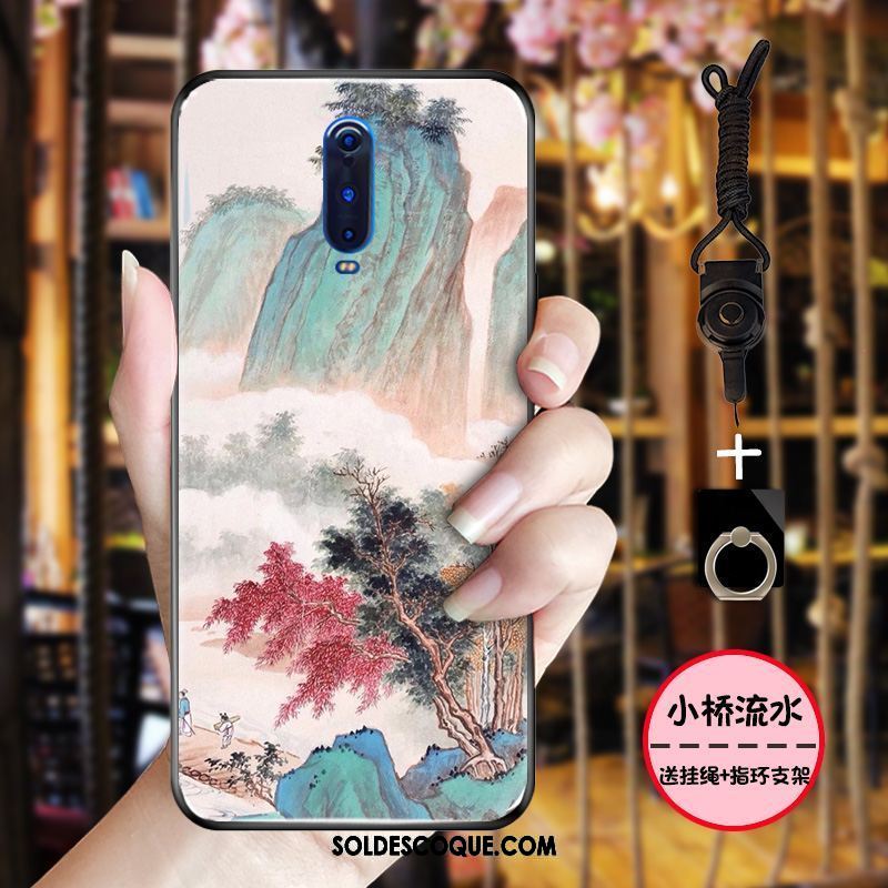 Coque Oppo R17 Pro Style Chinois Bleu Fluide Doux Grue Rose France