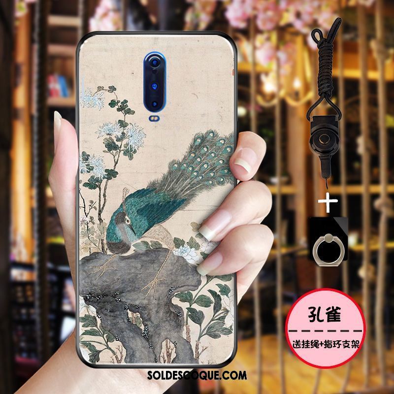 Coque Oppo R17 Pro Style Chinois Bleu Fluide Doux Grue Rose France