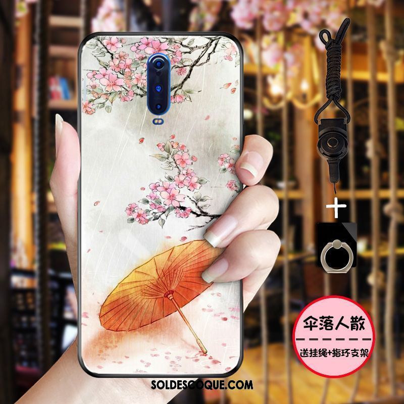 Coque Oppo R17 Pro Style Chinois Bleu Fluide Doux Grue Rose France