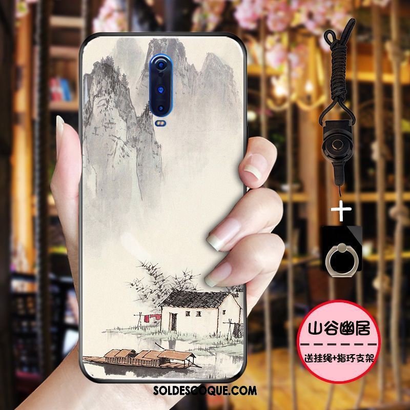 Coque Oppo R17 Pro Style Chinois Bleu Fluide Doux Grue Rose France