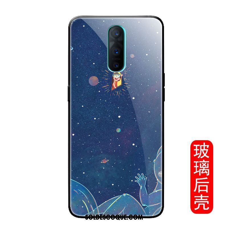 Coque Oppo R17 Pro Verre Téléphone Portable Bleu Miroir Marque De Tendance Pas Cher