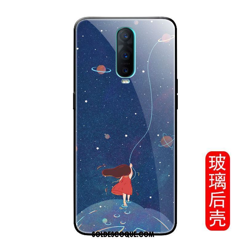 Coque Oppo R17 Pro Verre Téléphone Portable Bleu Miroir Marque De Tendance Pas Cher