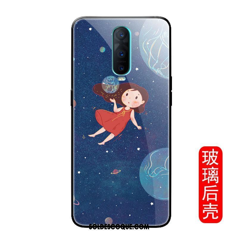 Coque Oppo R17 Pro Verre Téléphone Portable Bleu Miroir Marque De Tendance Pas Cher