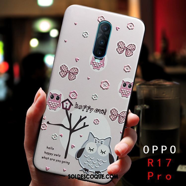 Coque Oppo R17 Pro Étui Dimensionnel Délavé En Daim Dessin Animé Frais Soldes