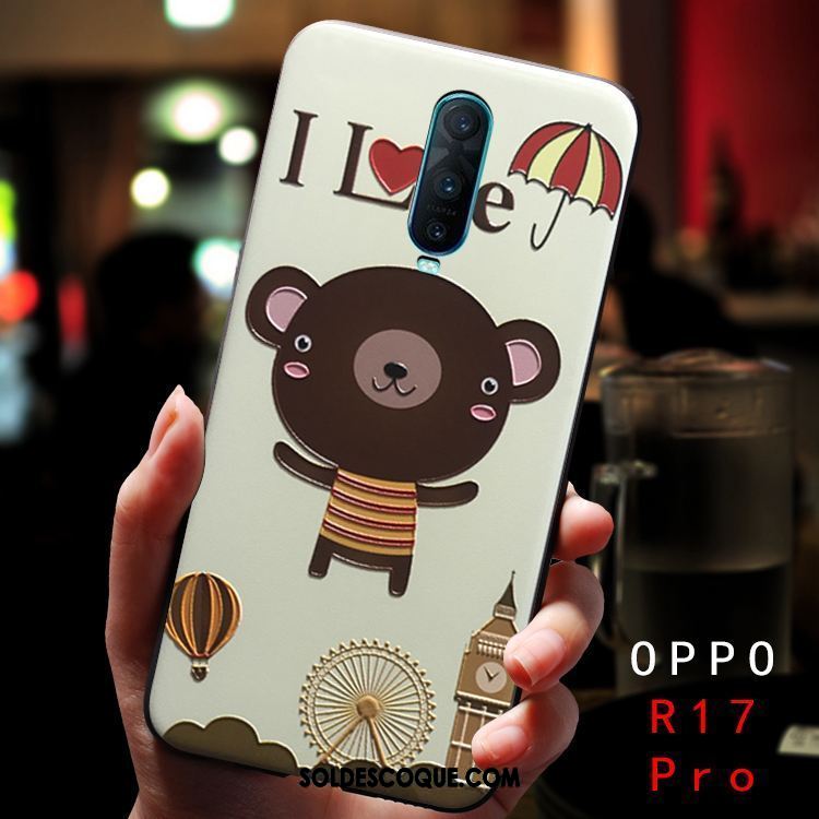 Coque Oppo R17 Pro Étui Dimensionnel Délavé En Daim Dessin Animé Frais Soldes