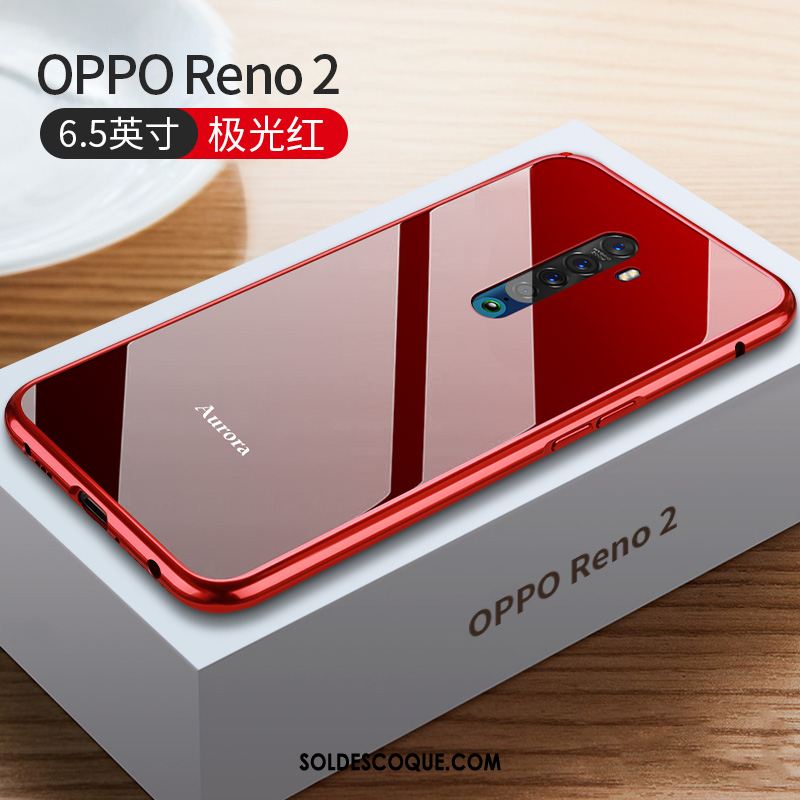 Coque Oppo Reno 2 Métal Téléphone Portable Rouge Luxe Net Rouge France