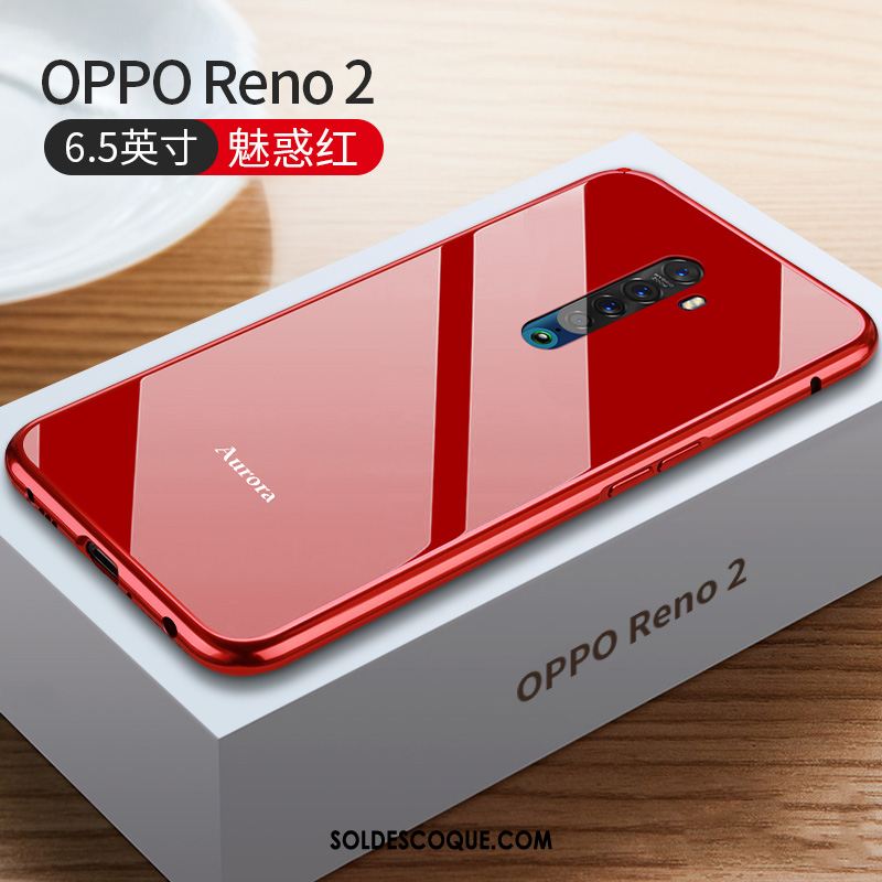 Coque Oppo Reno 2 Métal Téléphone Portable Rouge Luxe Net Rouge France