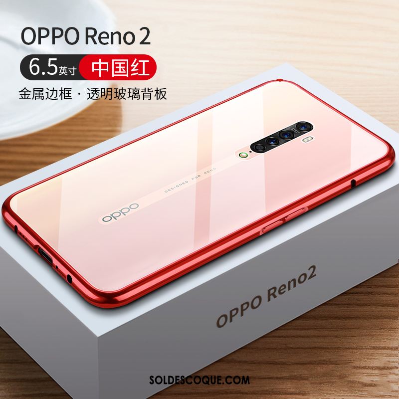 Coque Oppo Reno 2 Métal Téléphone Portable Rouge Luxe Net Rouge France