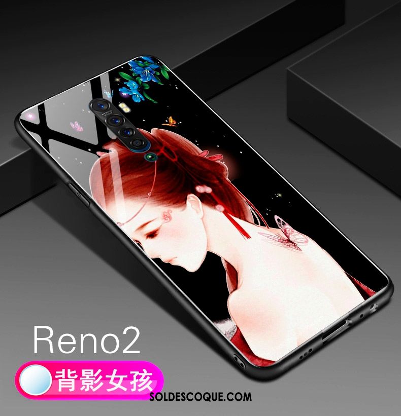 Coque Oppo Reno 2 Rose Délavé En Daim Nouveau Très Mince Créatif Housse En Ligne