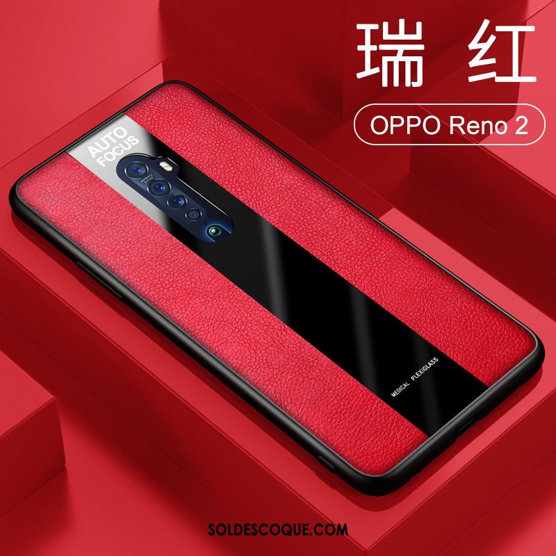 Coque Oppo Reno 2 Tempérer Vert Foncé Étui En Cuir Très Mince Tout Compris Pas Cher