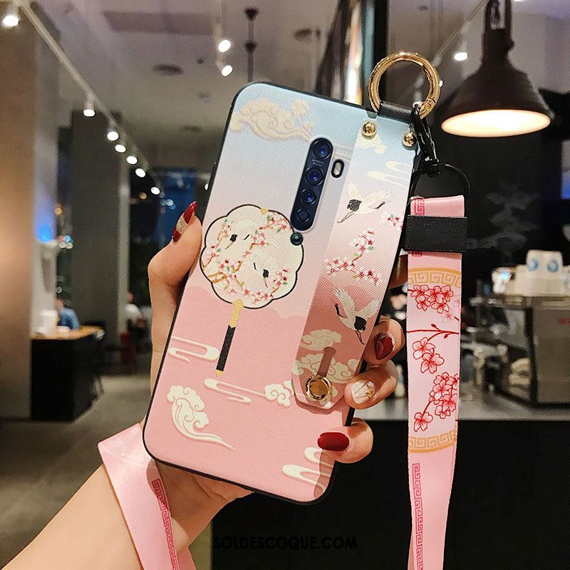 Coque Oppo Reno 2 Vent Fleur Grue Ornements Suspendus Blanc Pas Cher