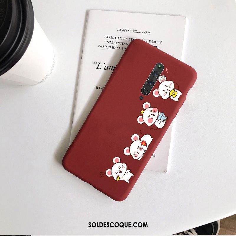 Coque Oppo Reno 2 Z Délavé En Daim Silicone Dessin Animé Tout Compris Vin Rouge Pas Cher