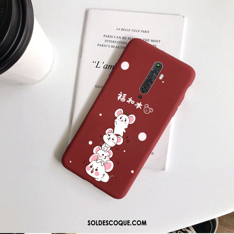 Coque Oppo Reno 2 Z Délavé En Daim Silicone Dessin Animé Tout Compris Vin Rouge Pas Cher