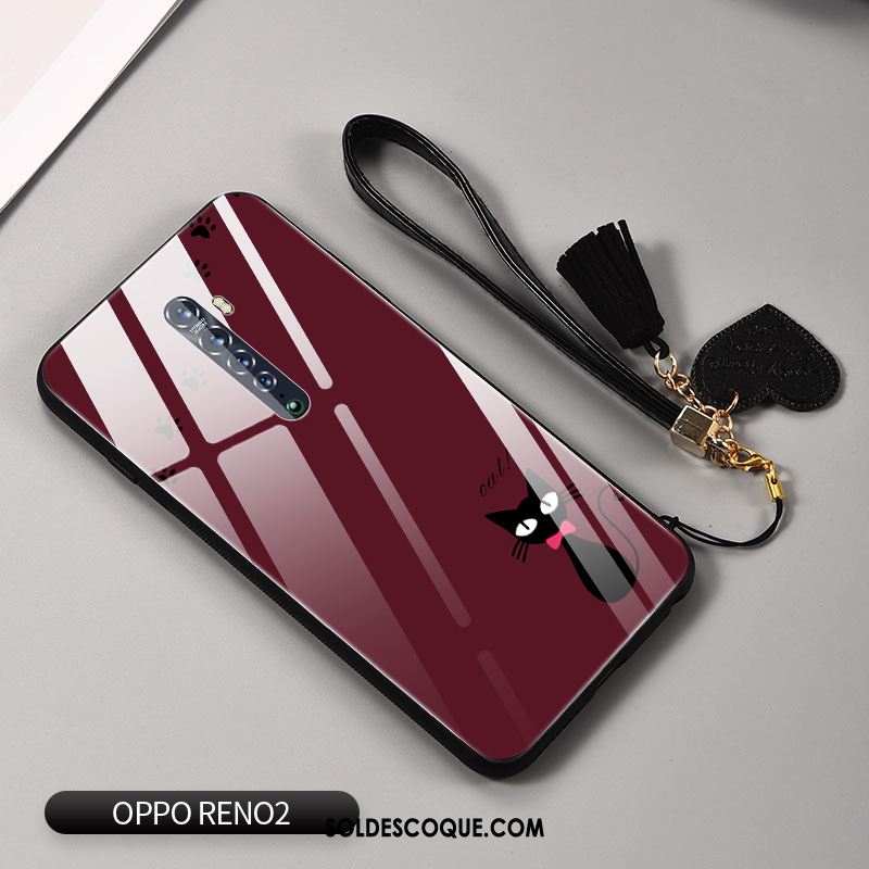 Coque Oppo Reno 2 Z Net Rouge Blanc Étui Téléphone Portable Simple En Vente