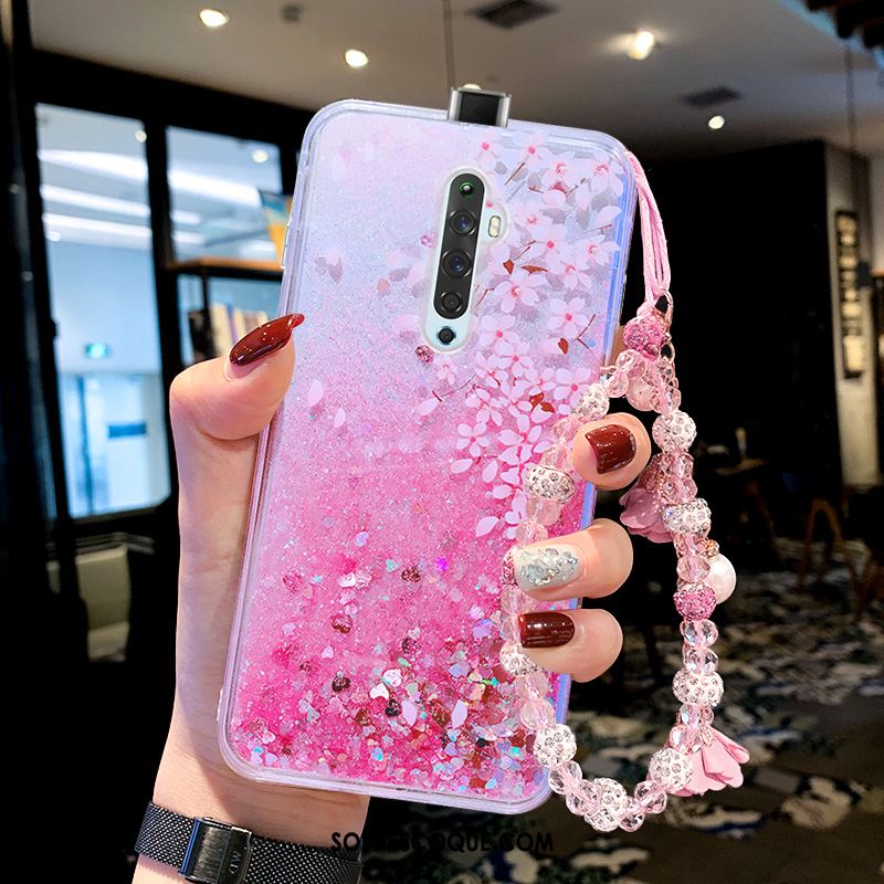 Coque Oppo Reno 2 Z Violet Fleurs De Papillons Téléphone Portable Incassable Bracelet Pas Cher