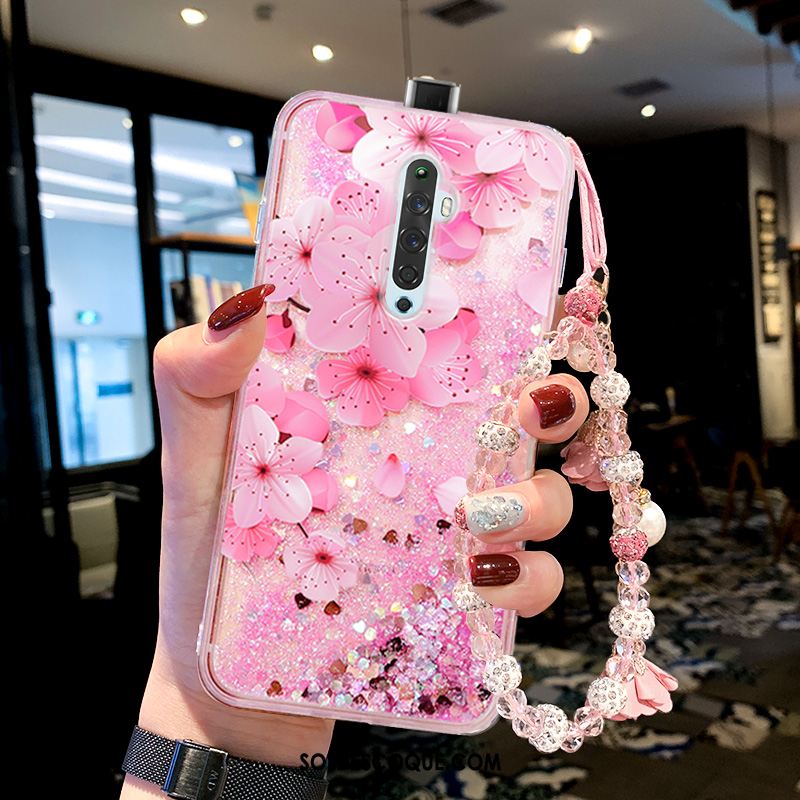 Coque Oppo Reno 2 Z Violet Fleurs De Papillons Téléphone Portable Incassable Bracelet Pas Cher