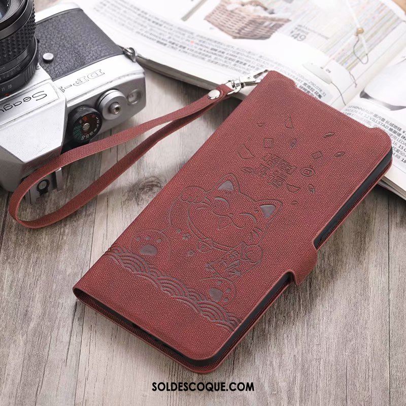 Coque Oppo Reno 2 Étui En Cuir Clamshell Chat Fluide Doux Téléphone Portable En Ligne