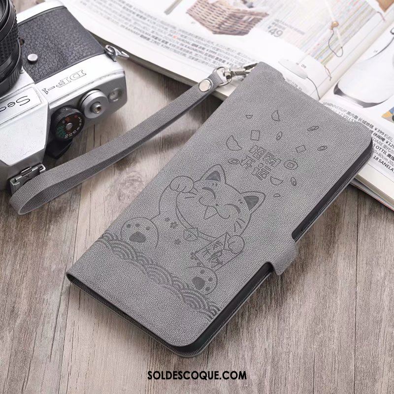 Coque Oppo Reno 2 Étui En Cuir Clamshell Chat Fluide Doux Téléphone Portable En Ligne