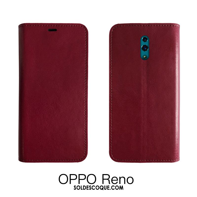 Coque Oppo Reno 2 Étui En Cuir Protection Noir Tempérer Cuir Véritable En Vente