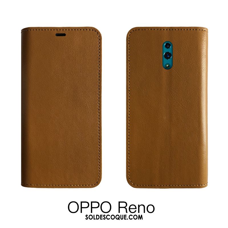 Coque Oppo Reno 2 Étui En Cuir Protection Noir Tempérer Cuir Véritable En Vente