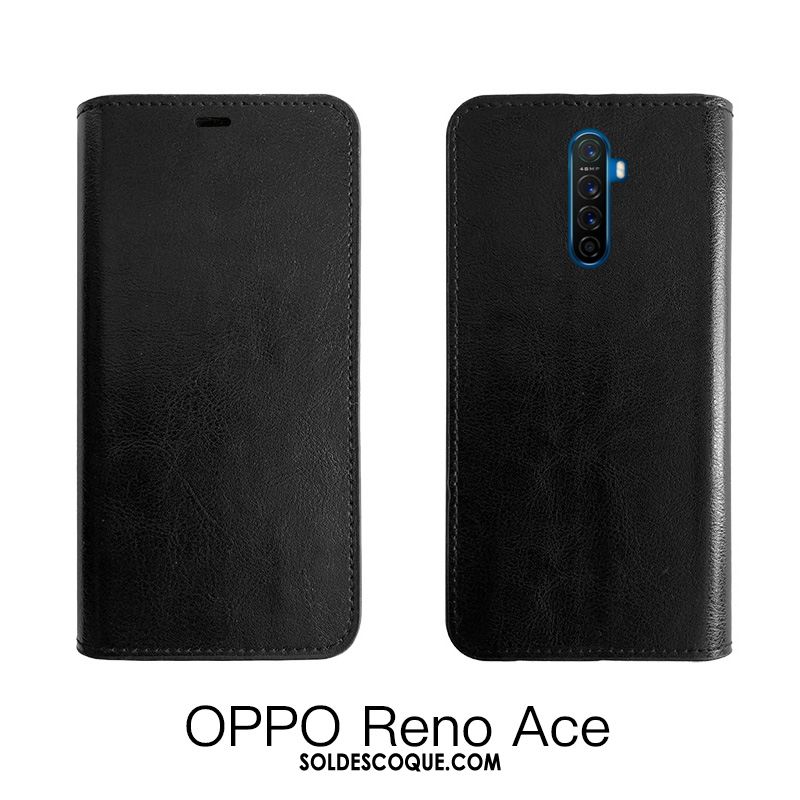 Coque Oppo Reno 2 Étui En Cuir Protection Noir Tempérer Cuir Véritable En Vente