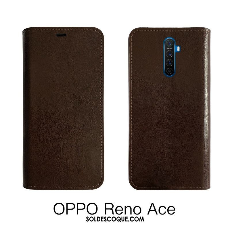 Coque Oppo Reno 2 Étui En Cuir Protection Noir Tempérer Cuir Véritable En Vente