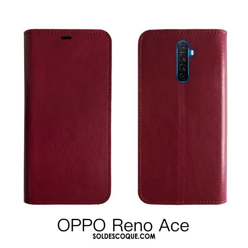 Coque Oppo Reno 2 Étui En Cuir Protection Noir Tempérer Cuir Véritable En Vente