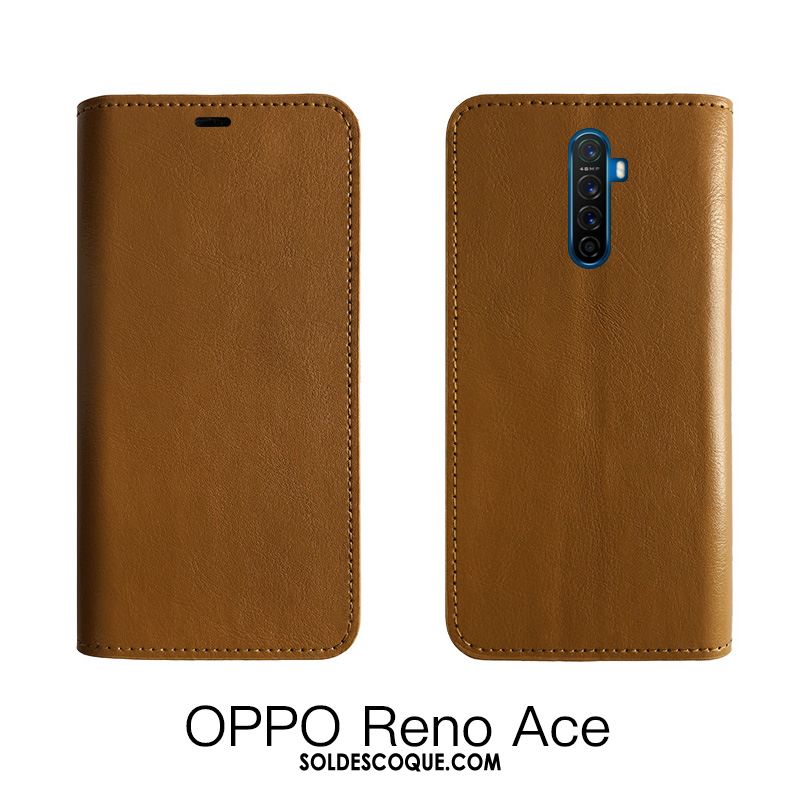 Coque Oppo Reno 2 Étui En Cuir Protection Noir Tempérer Cuir Véritable En Vente