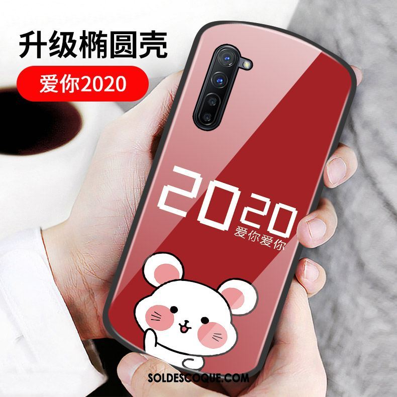 Coque Oppo Reno 3 Net Rouge Vert Rond Incassable Rat Pas Cher