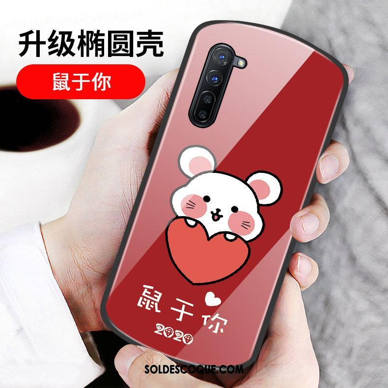 Coque Oppo Reno 3 Net Rouge Vert Rond Incassable Rat Pas Cher