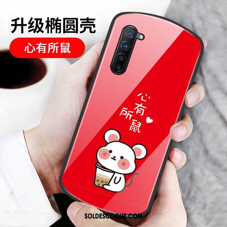 Coque Oppo Reno 3 Net Rouge Vert Rond Incassable Rat Pas Cher