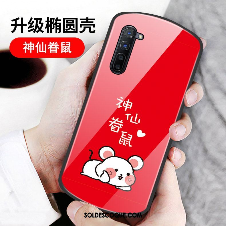 Coque Oppo Reno 3 Net Rouge Vert Rond Incassable Rat Pas Cher