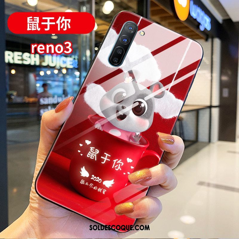 Coque Oppo Reno 3 Nouveau Très Mince Net Rouge Étui Tout Compris Housse En Vente